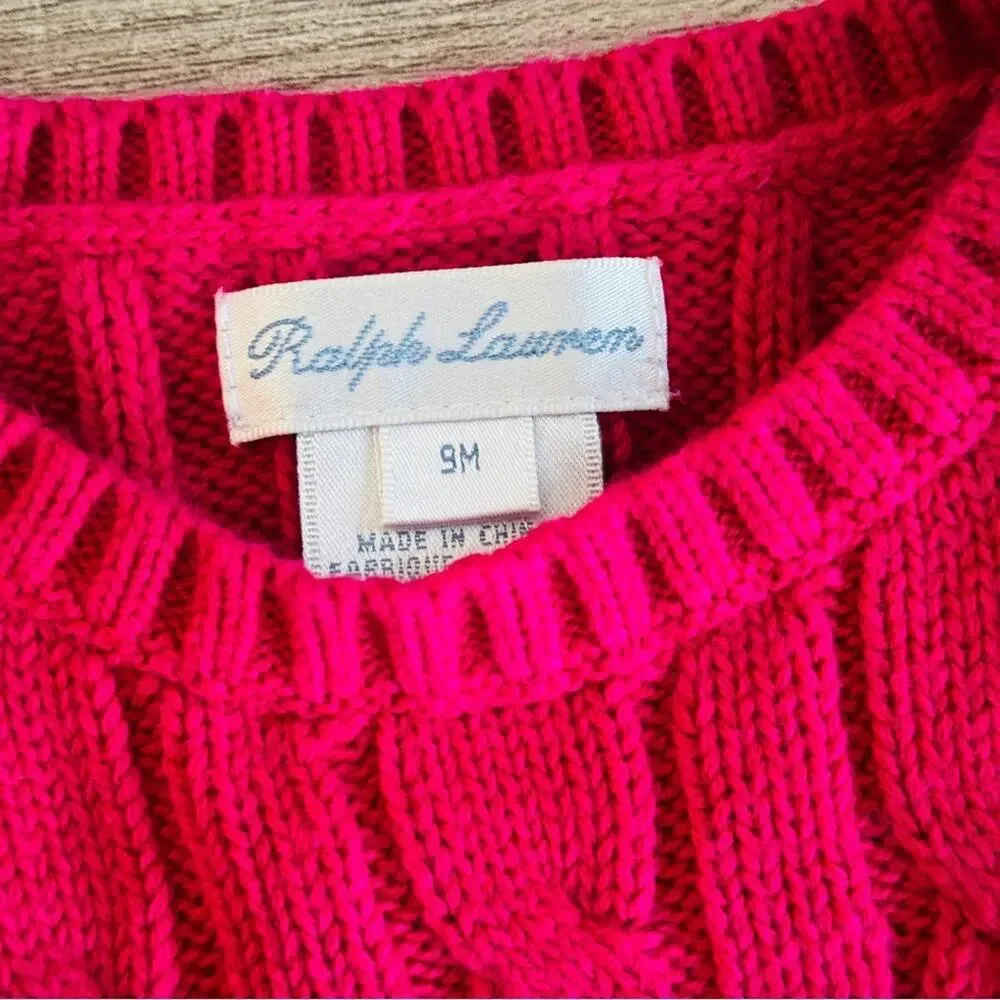 Ralph Lauren Baby Cable Cord Sweater Pink Size 9 Months